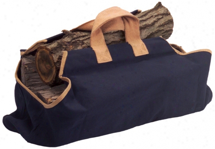 Navy With Tan Canvas Bag Log Carrier (l0095)
