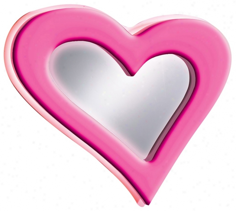 Neon Pink Heart 23 1/2" Wide Wall Mirror (00239)