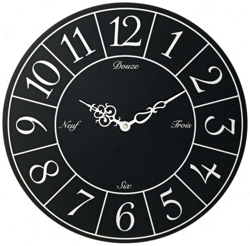 Noir Et Blanc Black And White13 3/4" Wide Wall Clock (rZ626)