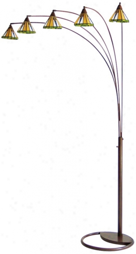 Nova Mission Tiffany Style Five Whitish Arc Flo0r Lamp (00999)