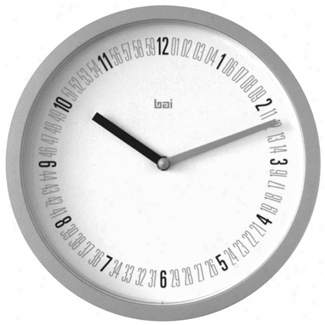 Numeric Satin Silver Finish 10" Wide Wall Clock (p7980)