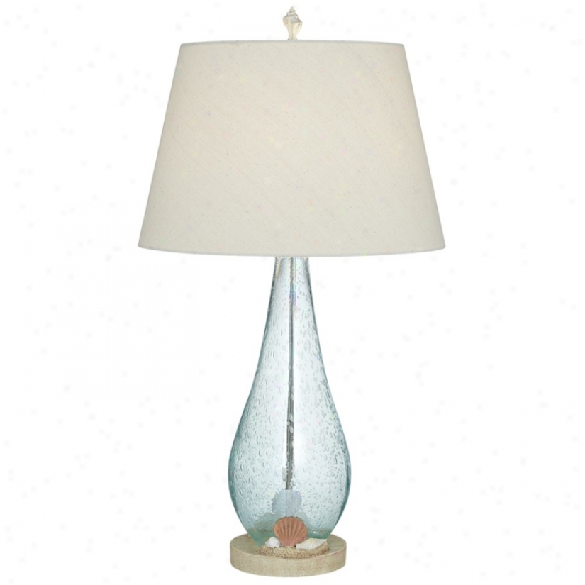 Ocean Beauty Clear Blue Glass Tzble Lamp (v2245)