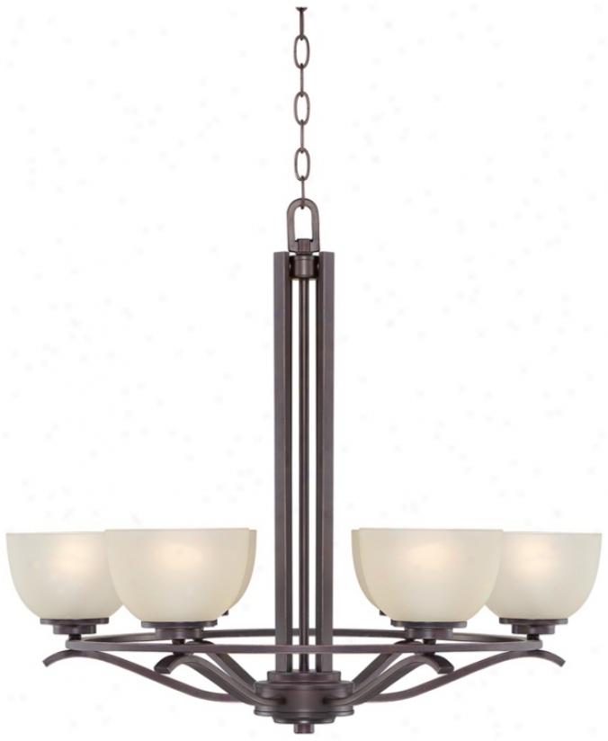 Oil Bronze Finish With Cream Glass 6-light Chandelier (p4386)