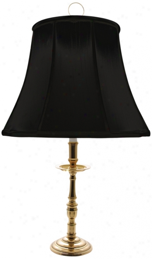 Old Dominiin Brass Black Shade Candlestick Table Lamp (j9038)