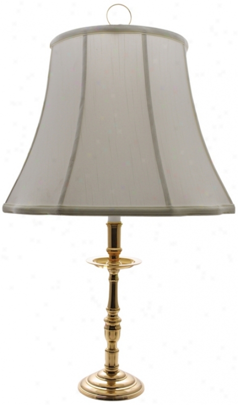 Old Dominion Brass White Shadr Candlestick Table Lamp (j9039)