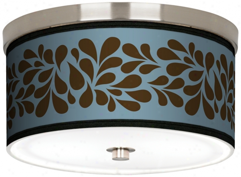 Olive Splasb On Blue Nickel 10 1/4" Wids Ceiling Light (j9214-k1635)