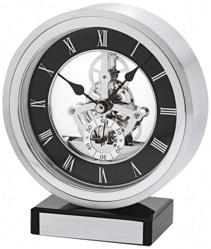 Omni Brushed Aluminum 6 1/4" High Bulova Mantel Clock (v1949)