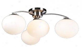 Opal Glass And Satin Nickel 29" Wide Ceiling S~ Fixture (h3810)