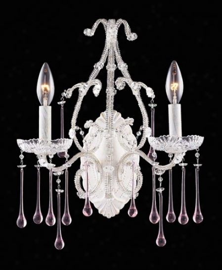 Opulence Two Light White Rose Crystal Wall Sconce (04477)