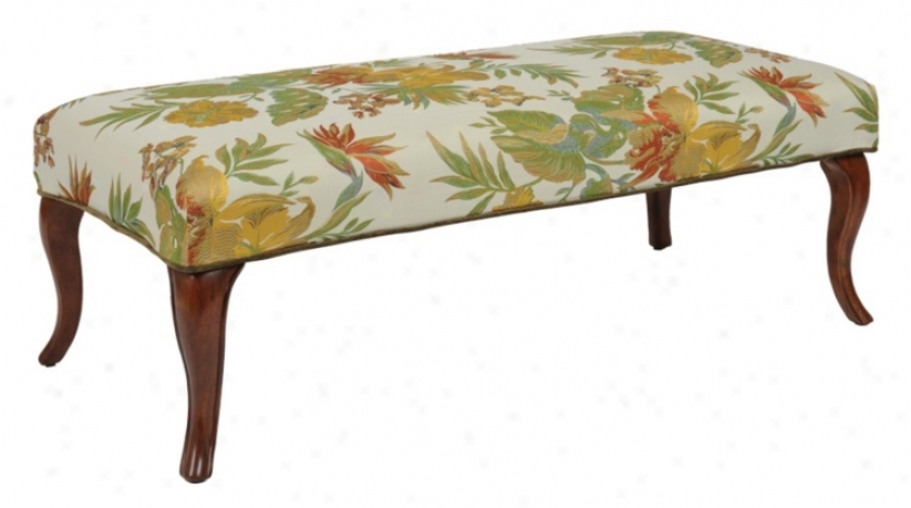 Orchid Slipcovered Walnut Cabriole Leg Upholstered Bench (m5115-m5128)