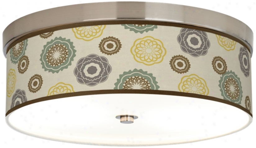 Ornaments Linen Giclee Nickel 14" Wide Cfl Ceiling Light (h8796-t6542)