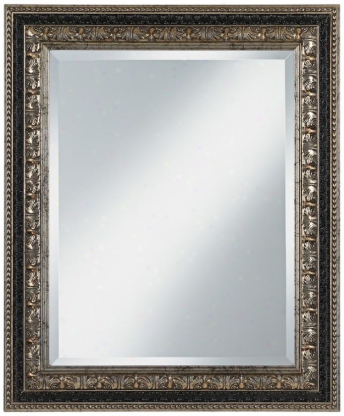 Ornate Antique Silver Wood Frame 36" High Wall Reflector (u7512)