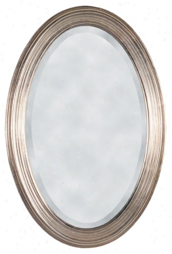 Oval Antique Silver Finish Wall Mirror (46443)