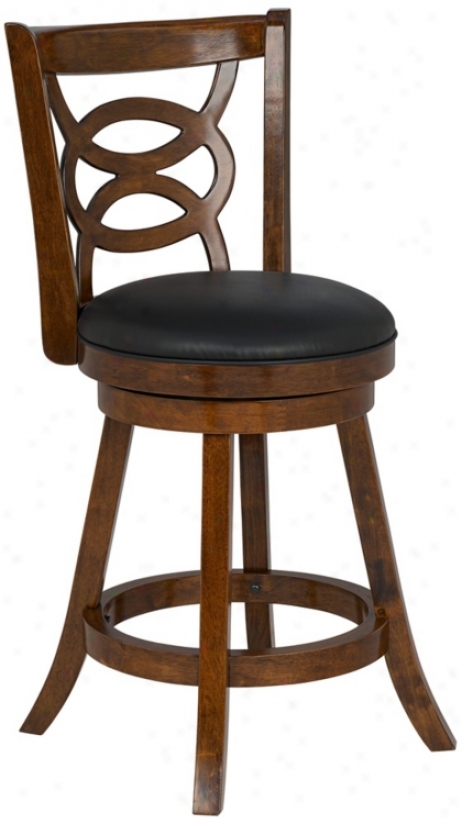 Oval Lattice Cherry Woo Faux Leather 24" Counter Stool (t6303)