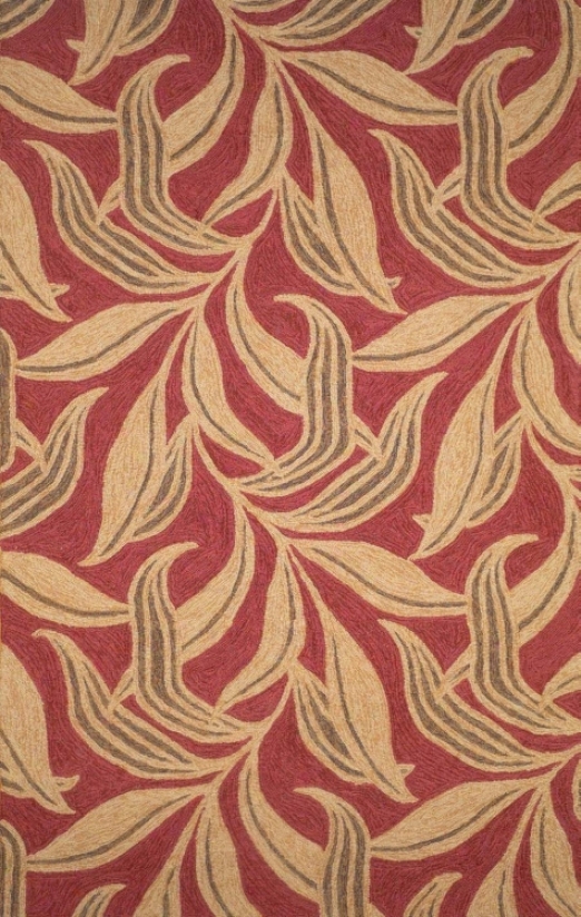 Painted Leaves Red 1' 11"x7' 10" Area Rug (f7610)