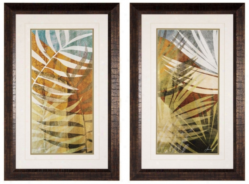 Palm Frond I And Ii 34" High Framed Wall Art (p2299)