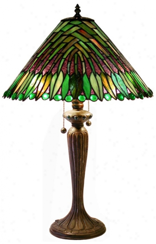 Impose  Leaf Tiffany Stle Table Lamp (j6799)