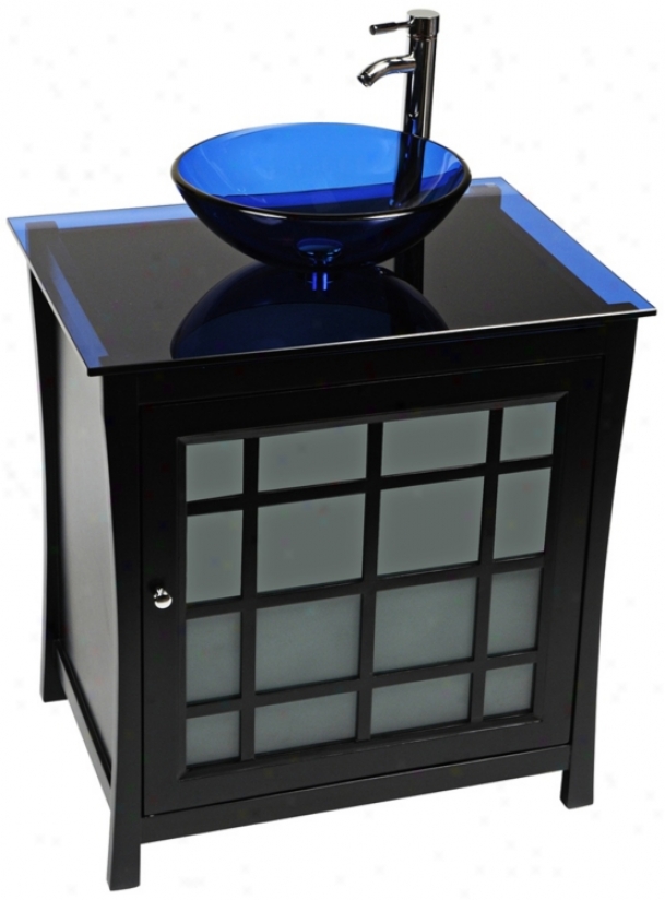 Panache Cobalt Blue Glass Contemporary Vanity (r9129)