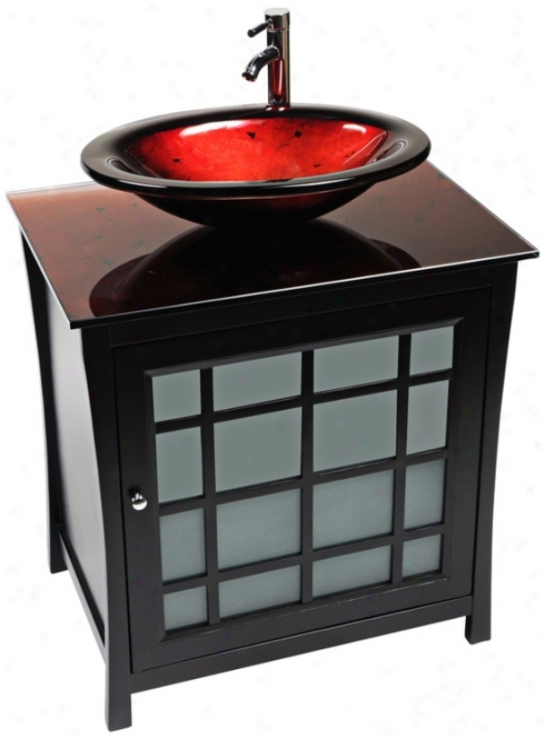 Panache Red Lava Glass Contemporary Vanity (r9135)