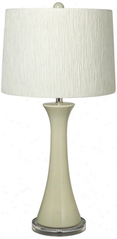 Papet Crankle Shade Tapered Green Column Ceramic Table Lamp (t5900-t6524)