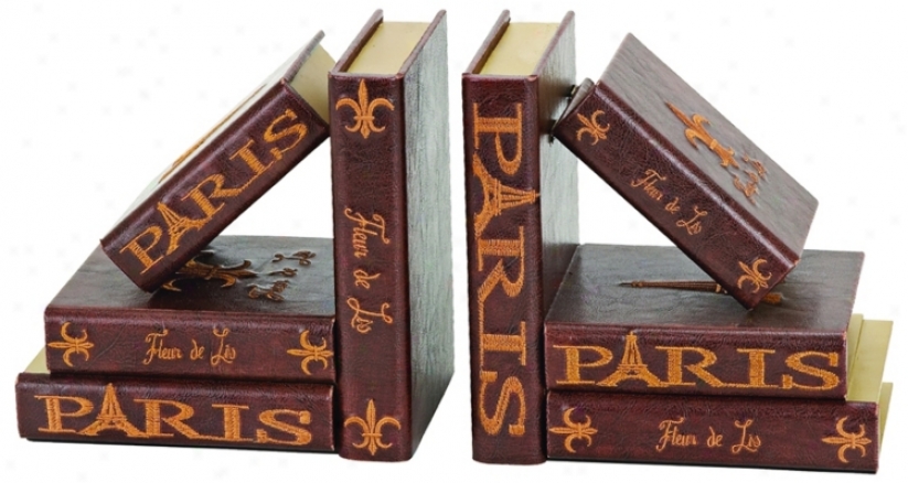 Paris Fleur-de-lis Leather Bookends (u8827)