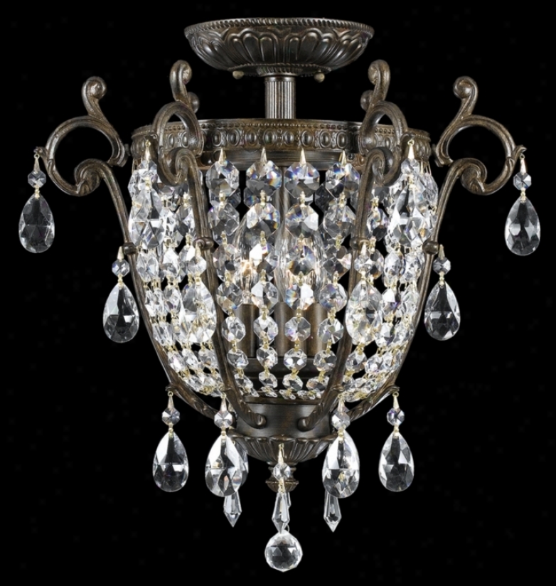 Parisian Iron And Crystal 17" Wide Ceiling Fixture (g6522)