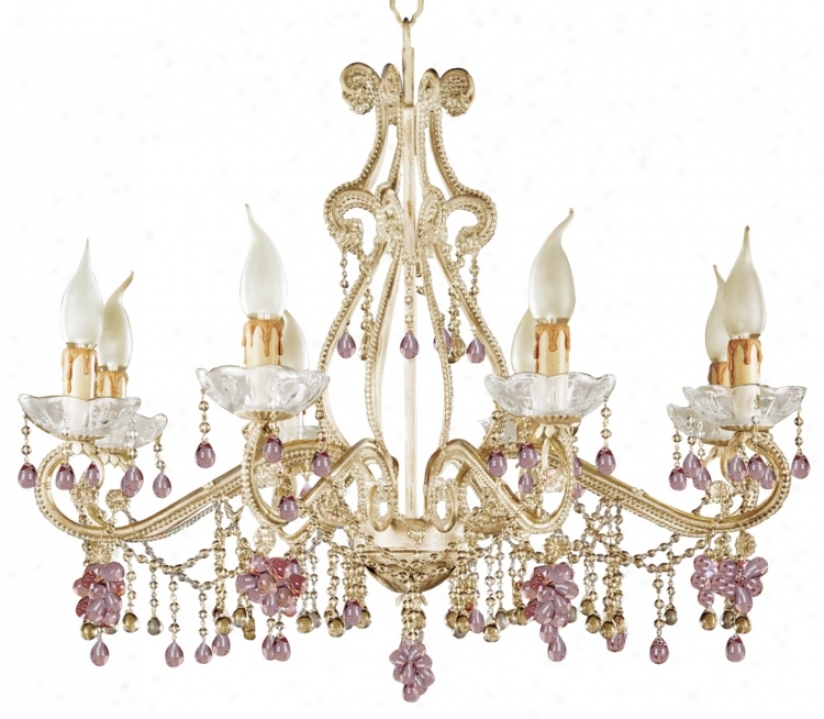 Parisian Rosa Crystals Eight Light Chandelier (85280)