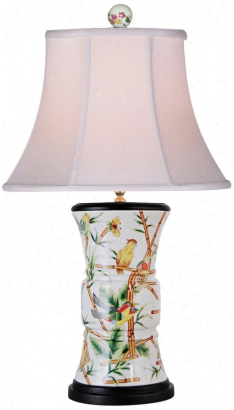 Parrots Porcelain Table Lamp (n2138)