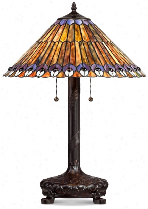 Peacock Motif Robert Louis Tiffany-style Lamp (v3740)