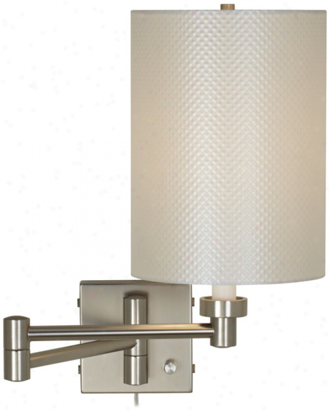 Pearlescent Shade 20" Brushed Steel Plug-in Swing Arm Lamp (20762-t7001)