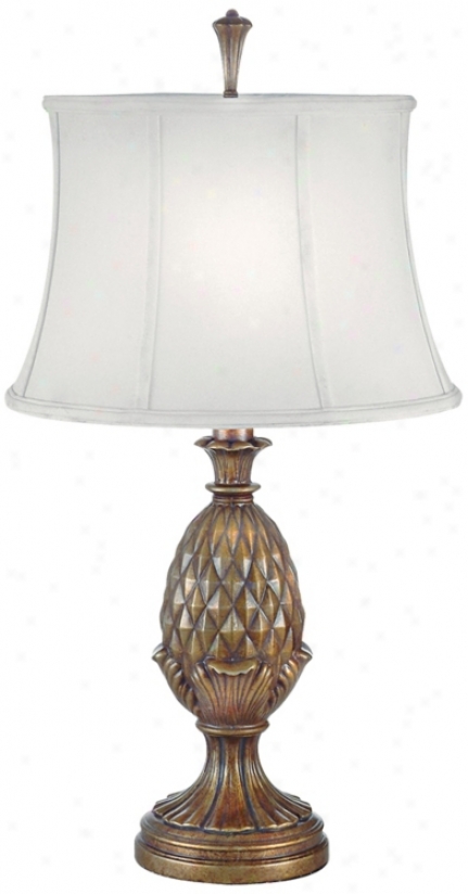 Pedestal Pineapple Honey Brass Finish Table Lamp (j6554)