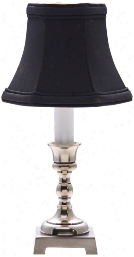 Pewter Negro Shade Taper Light Pedestal Accent Lamp (j9044)
