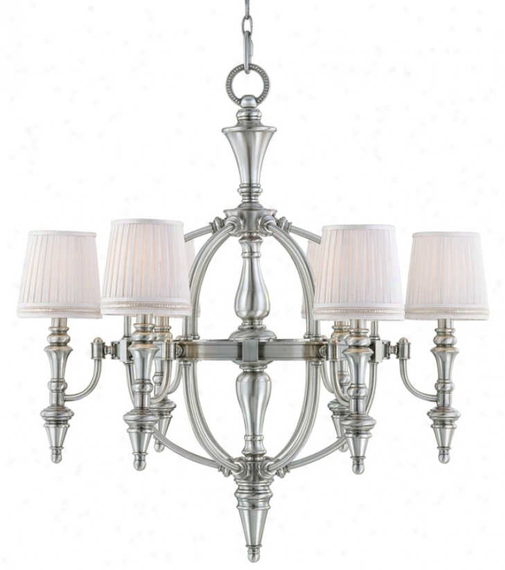 Pewter With Wyite Shades 6-light Contemporary Chandelier (m5908)