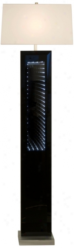 Phantom Black Glass Infinity Mirror Nova Floor Lamp (u9356)