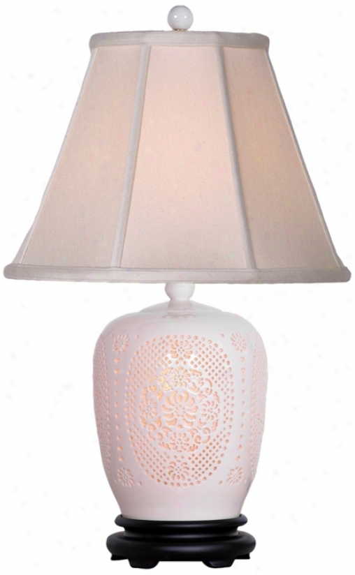 Pierced Bone China Ginger Jar Night Light Table Lamp (v2147)