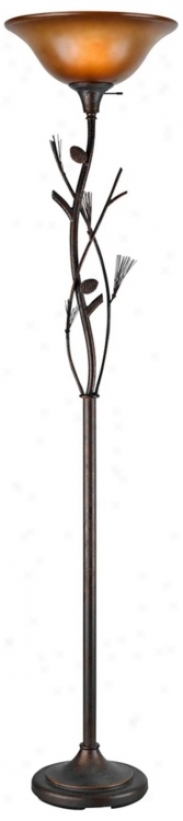 Pine Cone Bronze Finish Torchiere Floor Lamp (k9123)