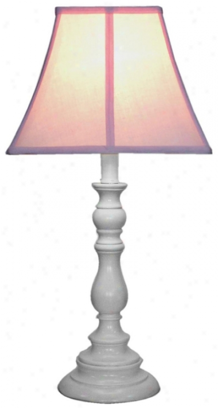 Pink Shadr With White Candlestick Base Table Lamp (u7889)