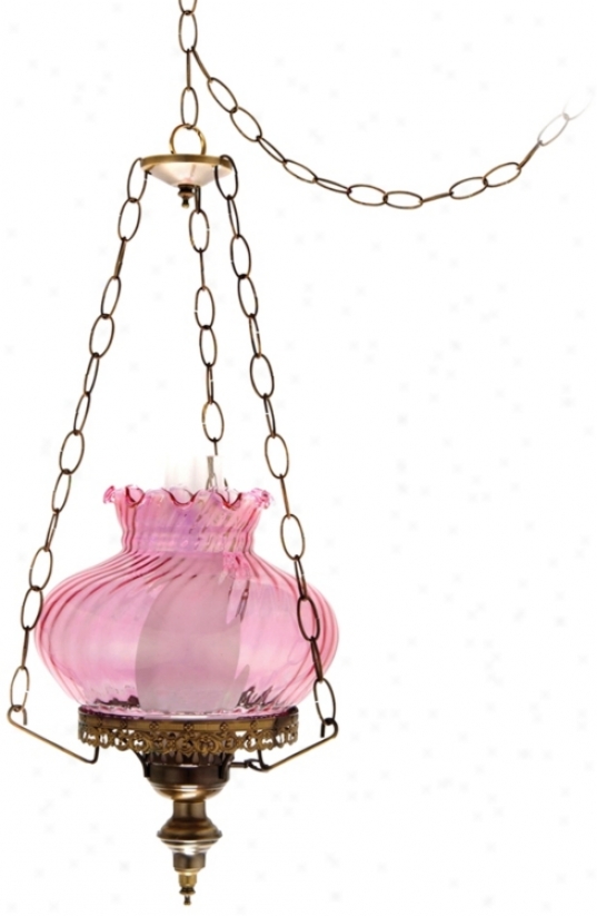 Pink Swirl Student 13" Wide Plug-in Style Swag Chandelier (j7141)