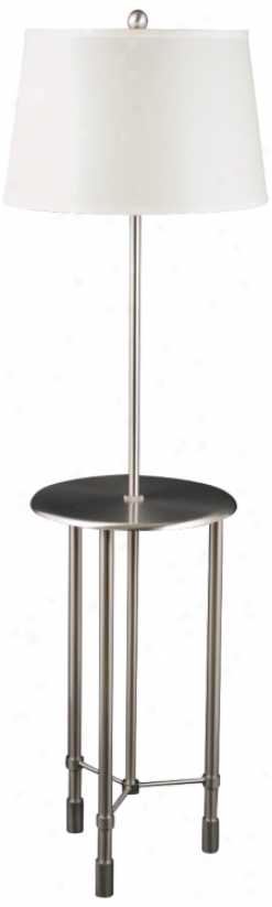 Poise Satin Nickel Tri-leg Floor Lamp With Tray Table (v0501)