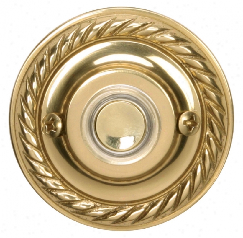 Polished Brass Rope Trim Round Lighted Doorbell Button (k6246)