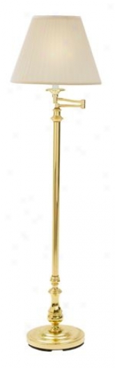 Polished Brass Swingarm Pleated Shade Floor Lamp (13364)