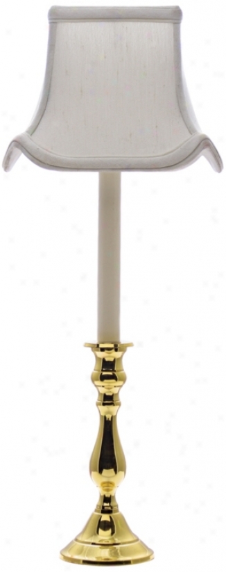 Polished Brass White Shade Candlestick Buffet Lamp (j89948)