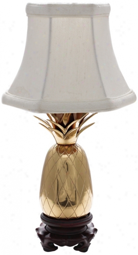 Polished Brass White Shade Mini Pineapple Accent Lamp (j8953)