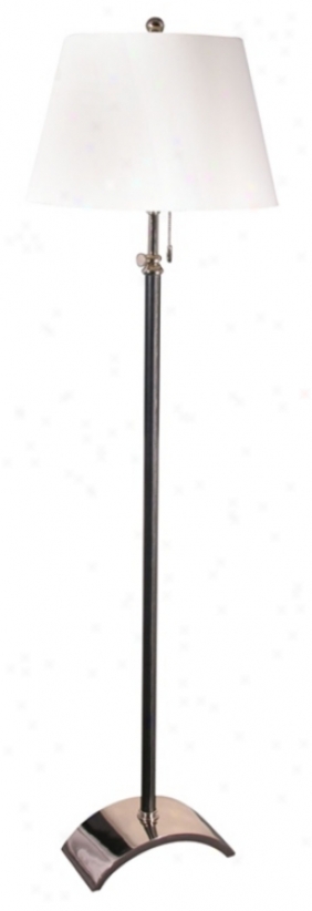Polished Nickel Black Leather Adjustable Floor Lamp (f4381)