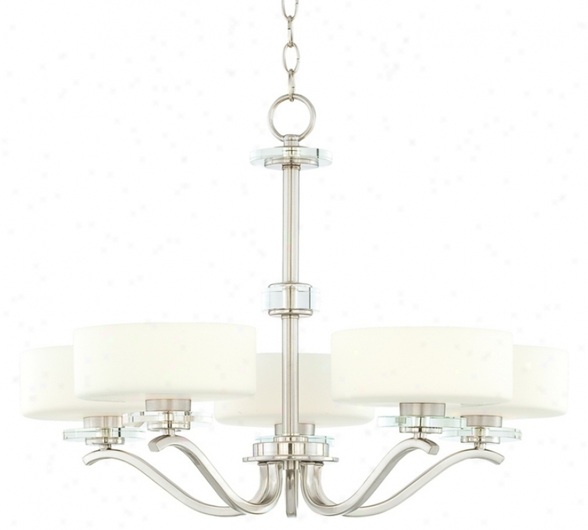 Possini Brushed Steel And Opal Glass 27" Wide Chandeler (p5475)