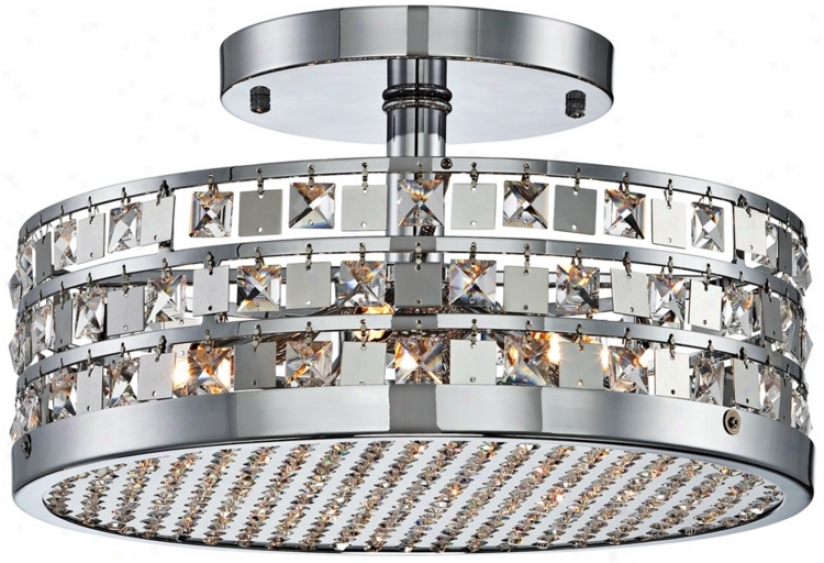 Possini Euro Chrome 15 1/2" Crystal Semi-flush Ceiling Light (t8337)