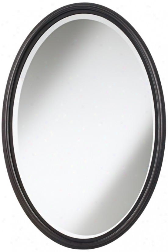 Possini Euro Draw Bronze Metal 36" High Oval Wall Mirror (p0177)