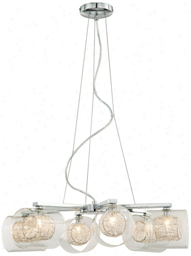 Possini Euro Design Wire And Glass Cylinder Chandelier (04030)