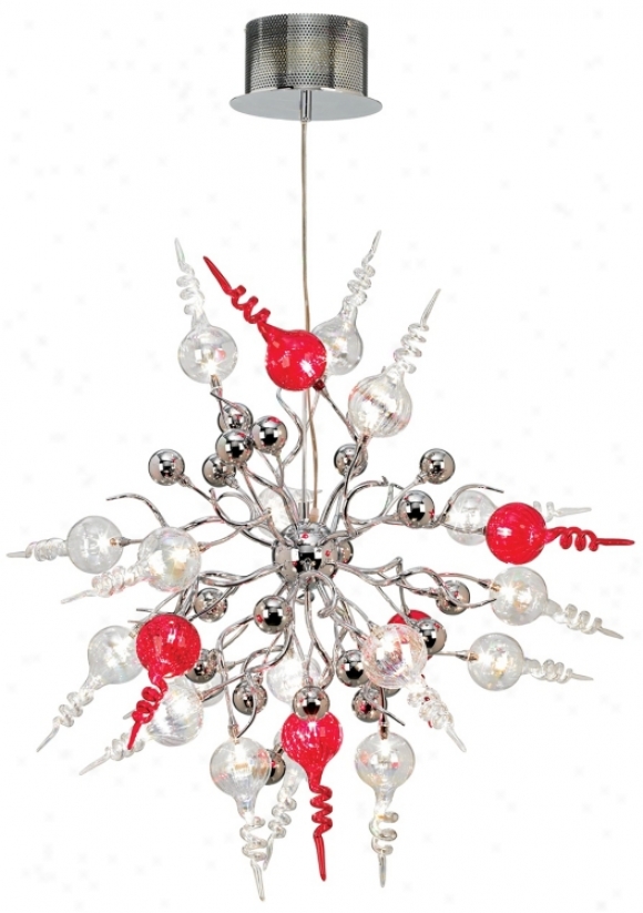 Possini Ehro Red And Clear Swirl 22-ligbt Pendant Chandelier (81493)