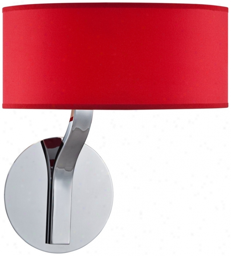 Possni Euro Red Drum Shade And Chrome Wall Sconce (t8969)